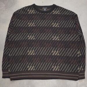Vintage 90s Black & Brown Ribbed Knit Sweater Size Large